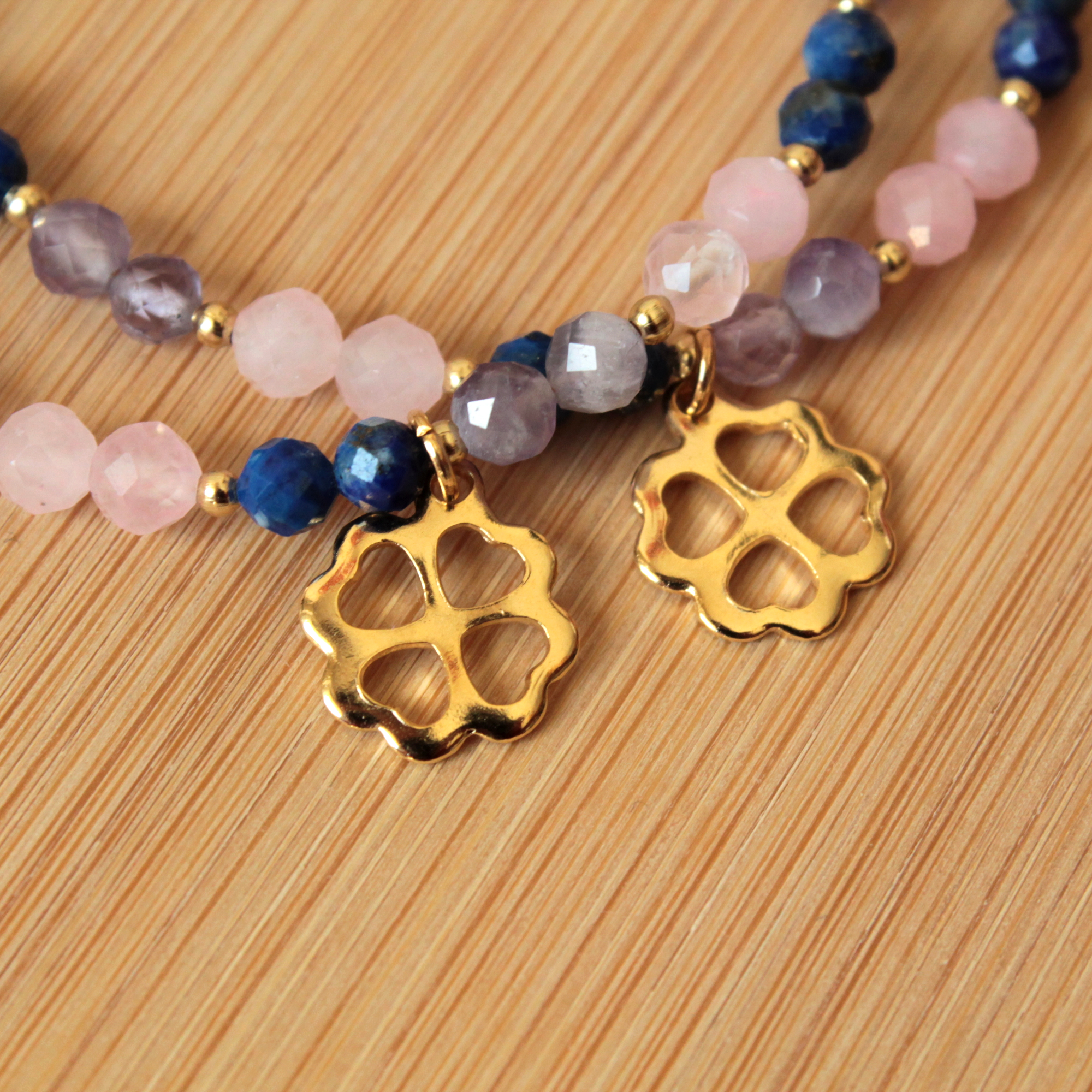 Zestaw 2x Bransoletka Przyjaźni · Lapis Lazuli, Kwarc Różowy, Ametyst — miniatura 2